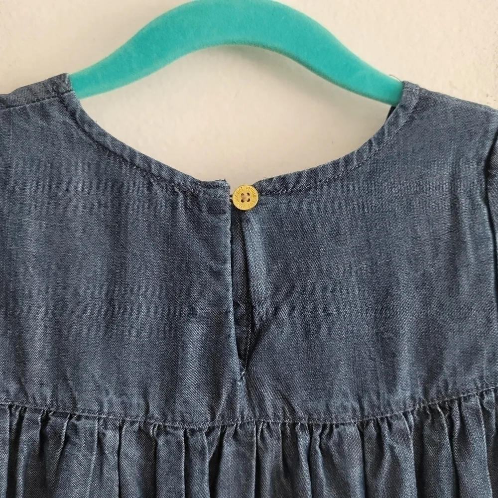 Genuine Kids 4T OshKosh B'Gosh Dark Lyocell Embroidered Floral‎ Chambray Dress